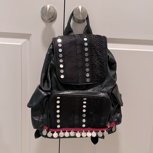 Revolve Simone Camille the mirror leather backpack in black - Picture 2 of 8